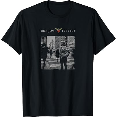 Amazon.co.jp: Bon Jovi Forever Official Cover White T-Shirt, white